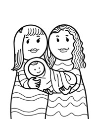 Happy Young Lesbian Family