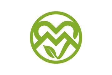 Initial / Letter M with Heart Love logo design inspiration