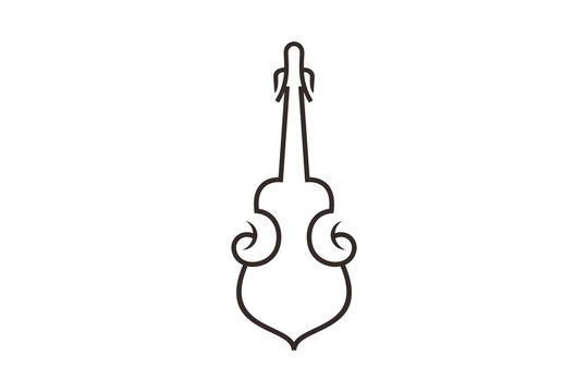 Line Art Violin Viola Fiddle Cello bass Clef music note instrument logo design inspiration