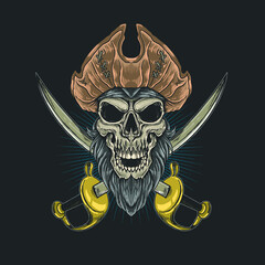 Pirate Skull Cross Sword Concept