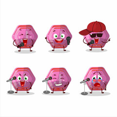 A Cute Cartoon design concept of pink gummy candy j singing a famous song