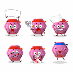 Mascot design style of pink gummy candy j character as an attractive supporter