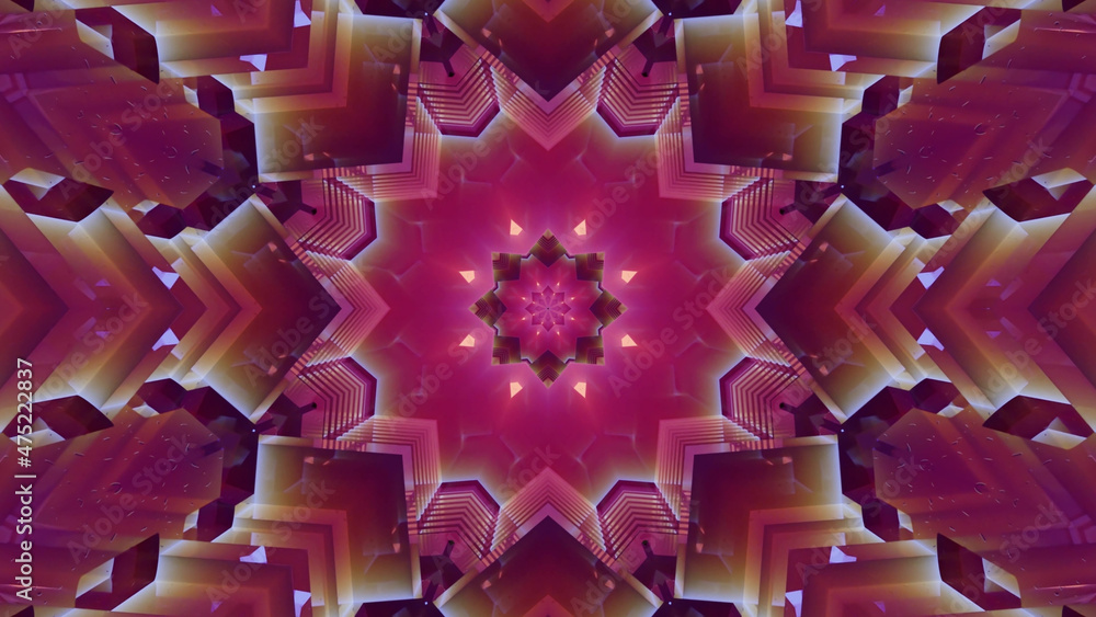 Aufkleber 3d rendering of futuristic kaleidoscopic patterns background in vibrant red colors