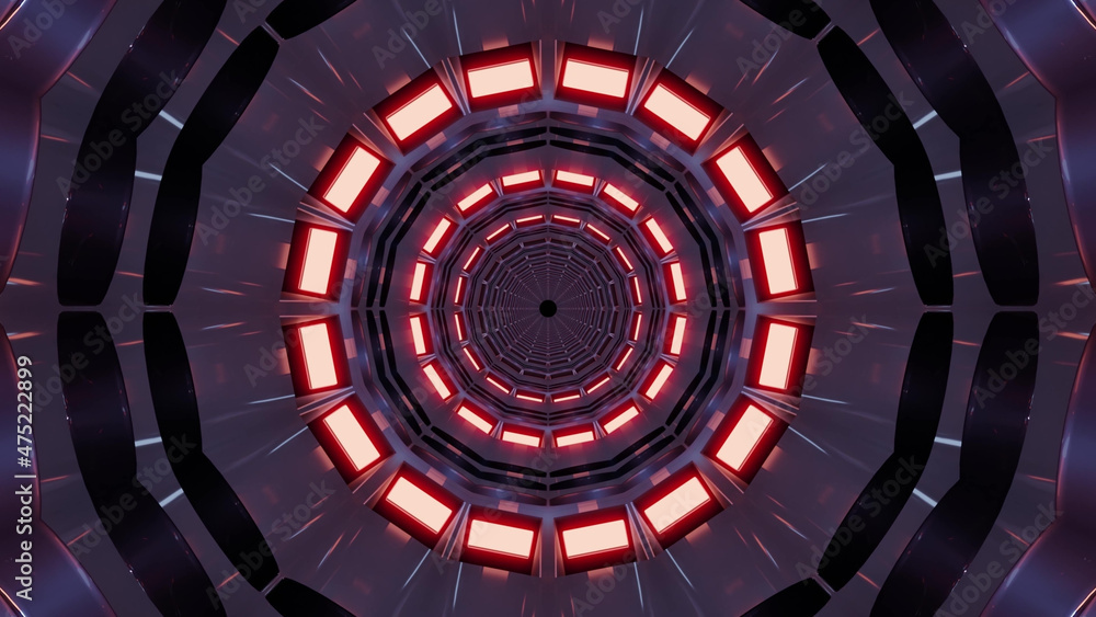 Aufkleber 3d rendering of futuristic kaleidoscopic patterns background in vibrant red and black colors