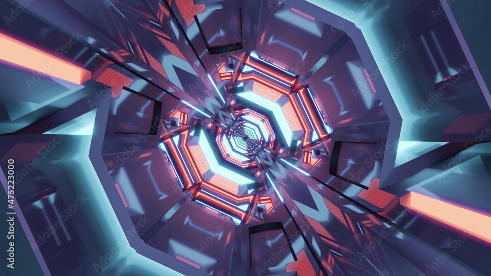 Poster 3d rendering of futuristic kaleidoscopic patterns background in vibrant colorful colors