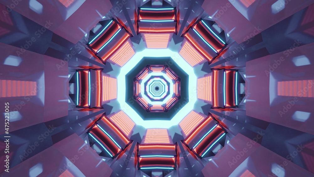 Aufkleber 3d rendering of futuristic kaleidoscopic patterns background in vibrant colorful colors