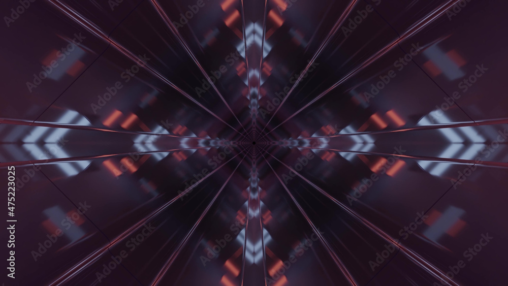 Poster 3D rendering of futuristic kaleidoscopic patterns background in vibrant colors