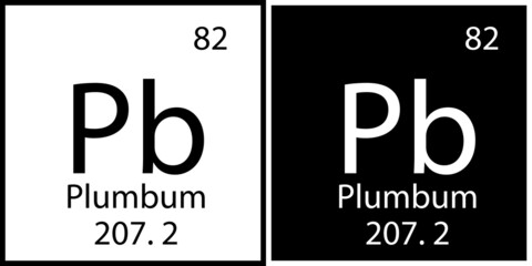 Plumbum chemical element. Mendeleev table. Modern design. Education background. Vector illustration. Stock image. 