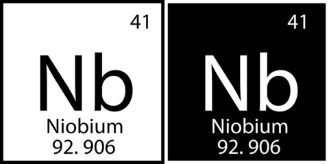 Niobium chemical element. Mendeleev table. Education background. Modern design. Vector illustration. Stock image. 