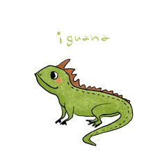 イグアナ手描きイラスト素材