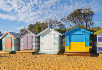 Obraz na płótnie Canvas Colorful Beach House at Brighton Beach in Melbourne Australia