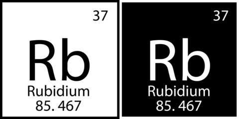 Rubidium chemical element. Modern design. Education background. Mendeleev table. Vector illustration. Stock image. 