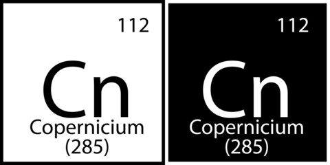 Copernicium chemical element. Mendeleev table. Modern design. Education background. Vector illustration. Stock image. 