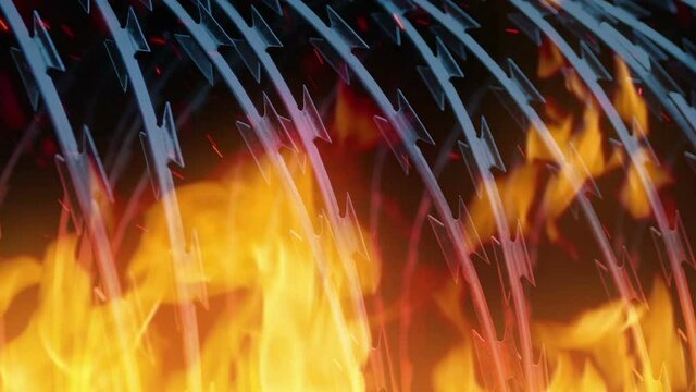 Razor Wire In Flames Anti-Virus Concept
