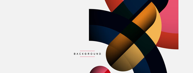 Geometric abstract background. Round shapes, circles, lines composition for wallpaper banner background or landing page