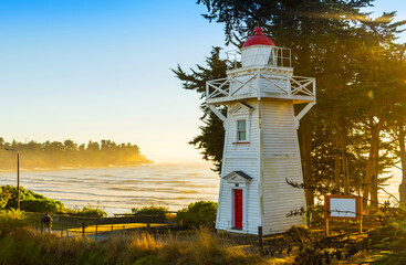 View of Timaru Lighthouse Historical landmark in Timaru, South Island New Zealand; During Morning...