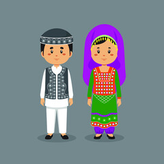 Couple Character Wearing Afghanistan National Dress