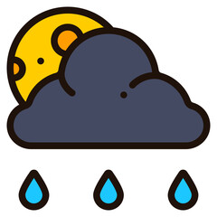 rainy night filled outline icon