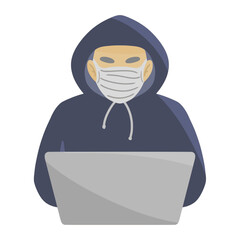 hacker for cybercrime color illustration