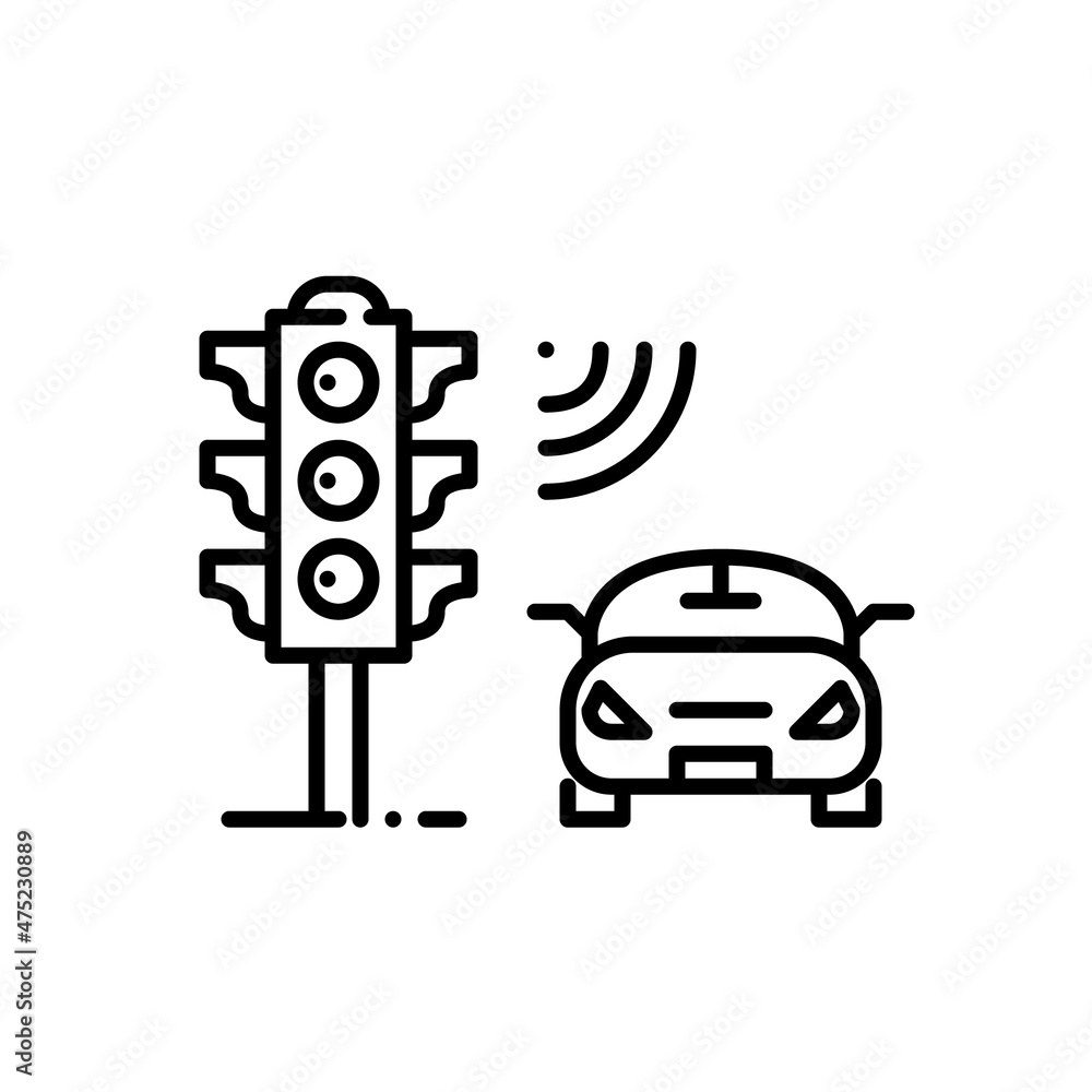 Poster smart traffic control system. traffic light equipped with sensors. internet of things technology. pi