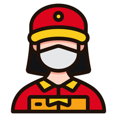 delivery woman filled outline icon