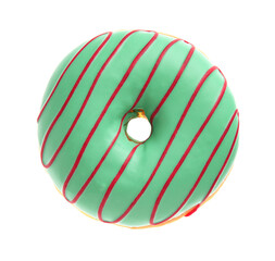Tasty Christmas donut on white background