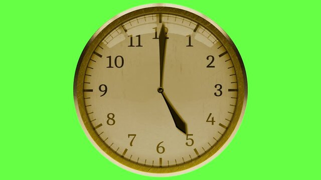 12 hours Time Lapse 60fps 4k Gold Wall clock Transparent BG