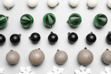 Different Christmas decorations isolated on white background