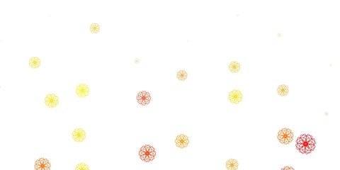 Light orange vector doodle pattern with flowers.