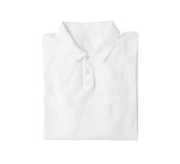 Folded white polo t-shirt mockup isolated on white background with clipping path.