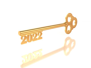New Year 2022 Creative Design Concept with Key - 3D Rendered Image	

