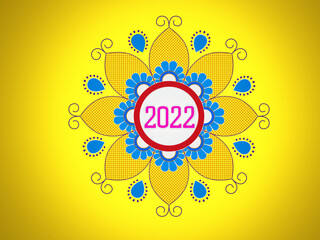 New Year 2022 Creative Design Concept with floral design - 3D Rendered Image	

