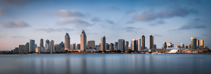 Fototapeta na wymiar Downtown San Diego California USA long exposure panorama