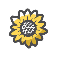 Sunflower yellow leaves Vector icon Cartoon illustration