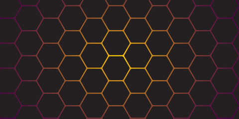 abstract black with gold light background with hexagons