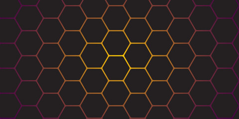 abstract black with gold light background with hexagons