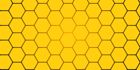 Fototapeta premium abstract yellow light background with hexagons