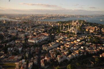Istanbul, Historical Peninsula, Turkey. Aerial view of the city. 