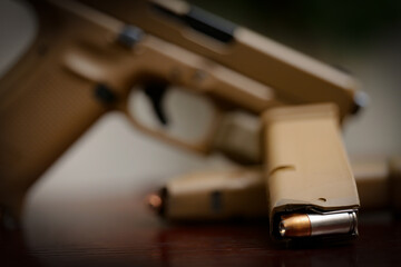 Handgun with magazine and bullet