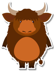 Chubby yak animal cartoon sticker