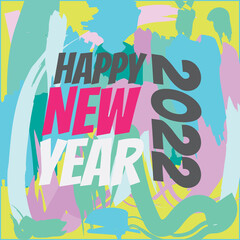 happy new year wall art. also can use for greeting card, banner of social media. paint brush pattern vector illustration