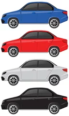 Stickers fenêtre Course de voitures Ensemble de berlines de couleurs différentes