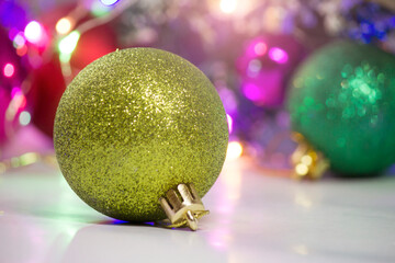 Green Shiny Christmas Balls so close