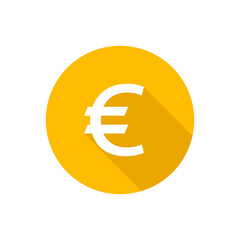 Euro flat vector button icon