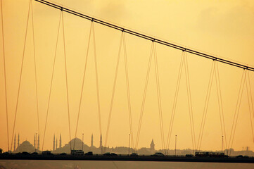 Istanbul, Turkey. Bridge at sunset. 