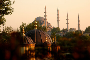 Suleymaniye  mosque at night. Istanbul, Turkey. 