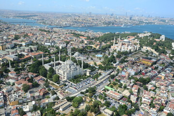 Fototapeta na wymiar Istanbul, Historical Peninsula, Turkey. Aerial view of the city. 