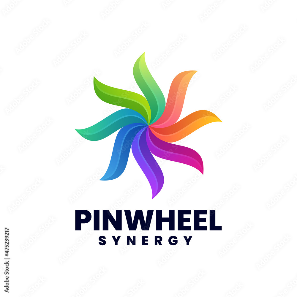 Wall mural vector logo illustration pinwheel gradient colorful style.