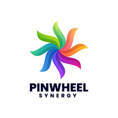 Vector Logo Illustration Pinwheel Gradient Colorful Style.