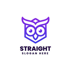 Vector Logo Illustration Owl Line Art Colorful Style.